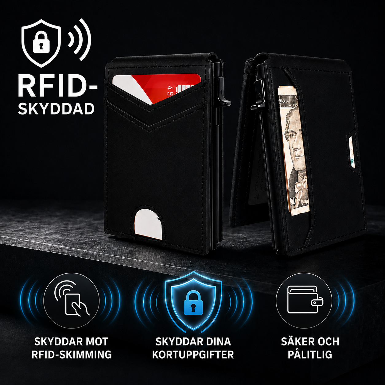 KortSkydd™ RFID-plånbok med pop-up kortsystem | Kompakt & säker