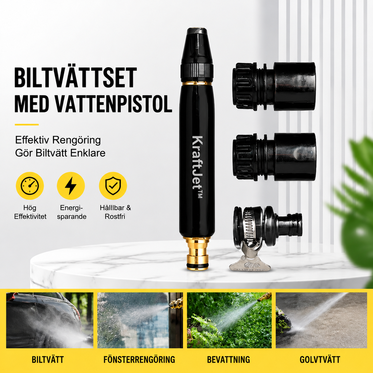 KraftJet™ Högtryckstvättspistol med gratis 5 meters slang och 4 kopplingar