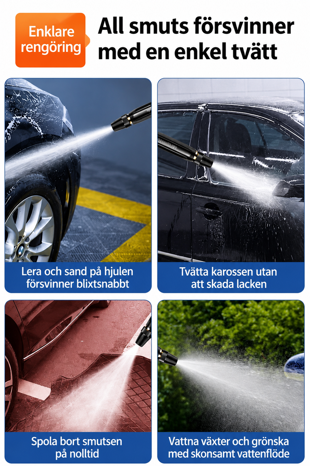 KraftJet™ Högtryckstvättspistol med gratis 5 meters slang och 4 kopplingar