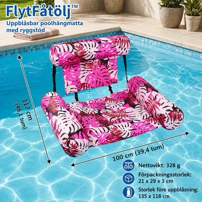 FlytFåtölj™ – Uppblåsbar Poolhängmatta med Ryggstöd Vikbar Vattenlounger