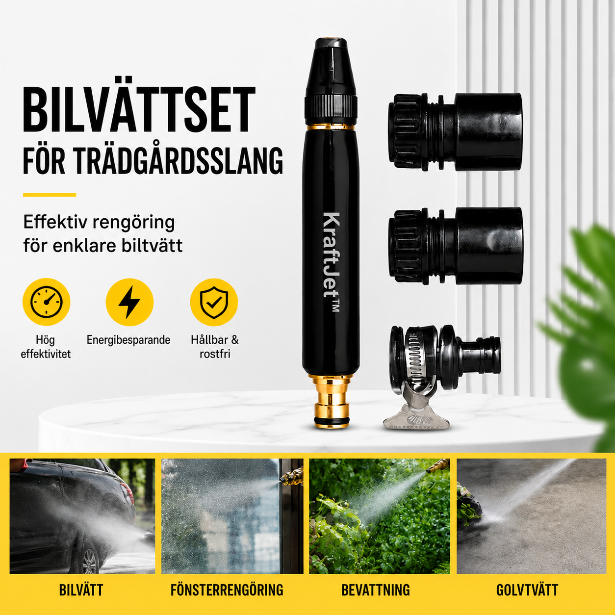 KraftJet™ Högtryckstvättspistol med gratis 5 meters slang och 4 kopplingar