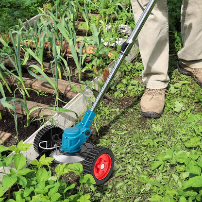 GräsKraft™ | Trådlös & Hopfällbar Grästrimmer 21V – Justerbar Höjd, Hjul & 3 Bladtyper