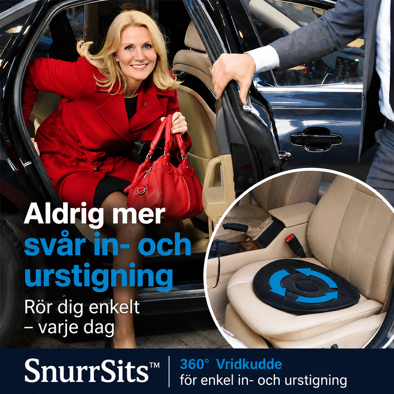 SnurrSits™ – 360° Vridkudde för enkel in- och urstigning