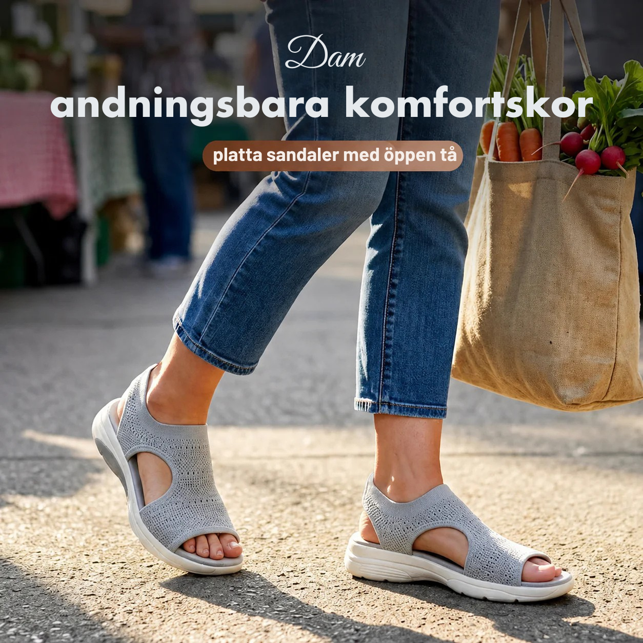 Komfora™ Bekväma, andningsbara, platta sandaler