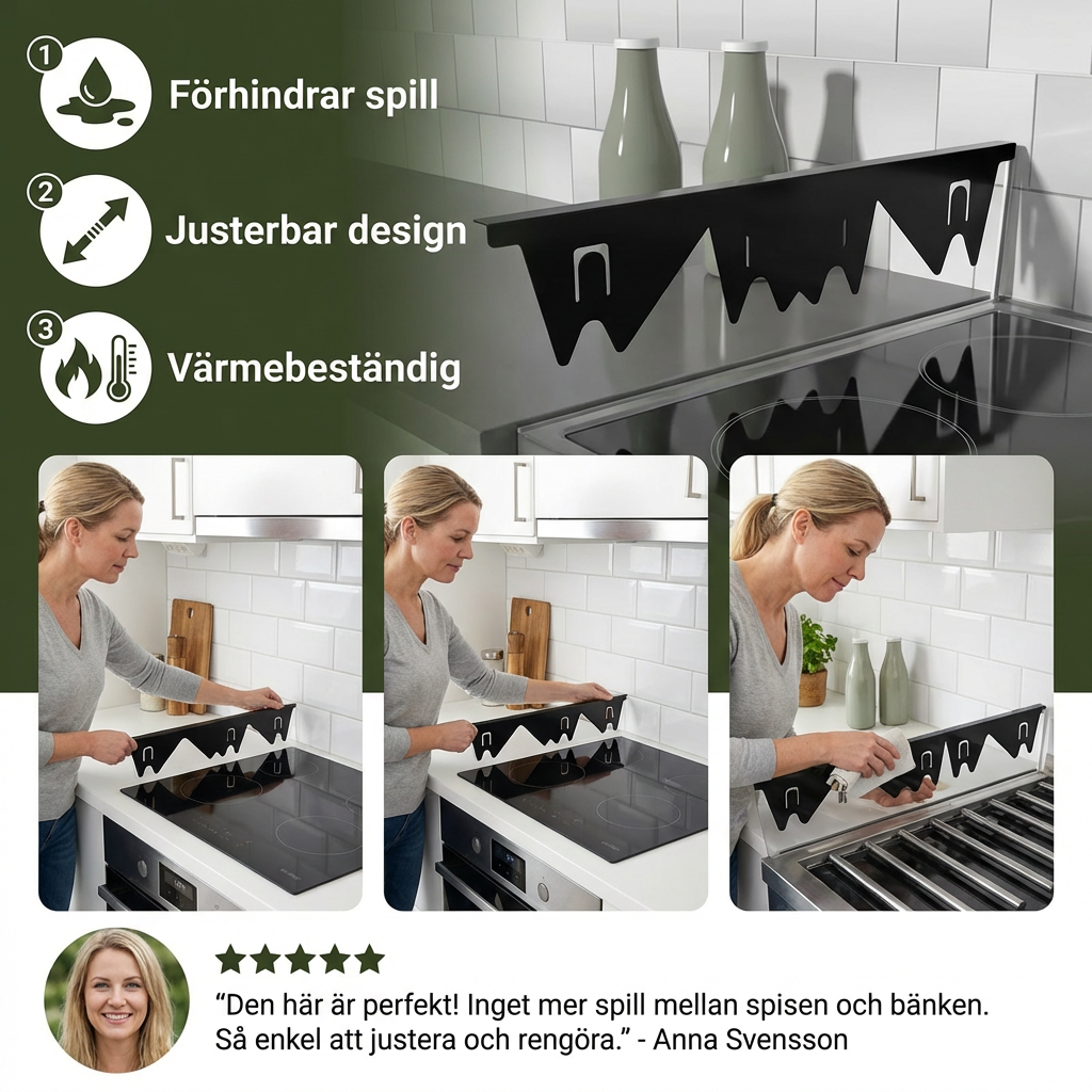 GlipStopp™ Flex – Expanderbart Spisskydd För Springor – Justerbart Skydd För Köksbänkar