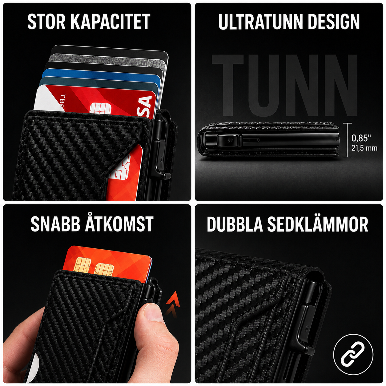 KortSkydd™ RFID-plånbok med pop-up kortsystem | Kompakt & säker