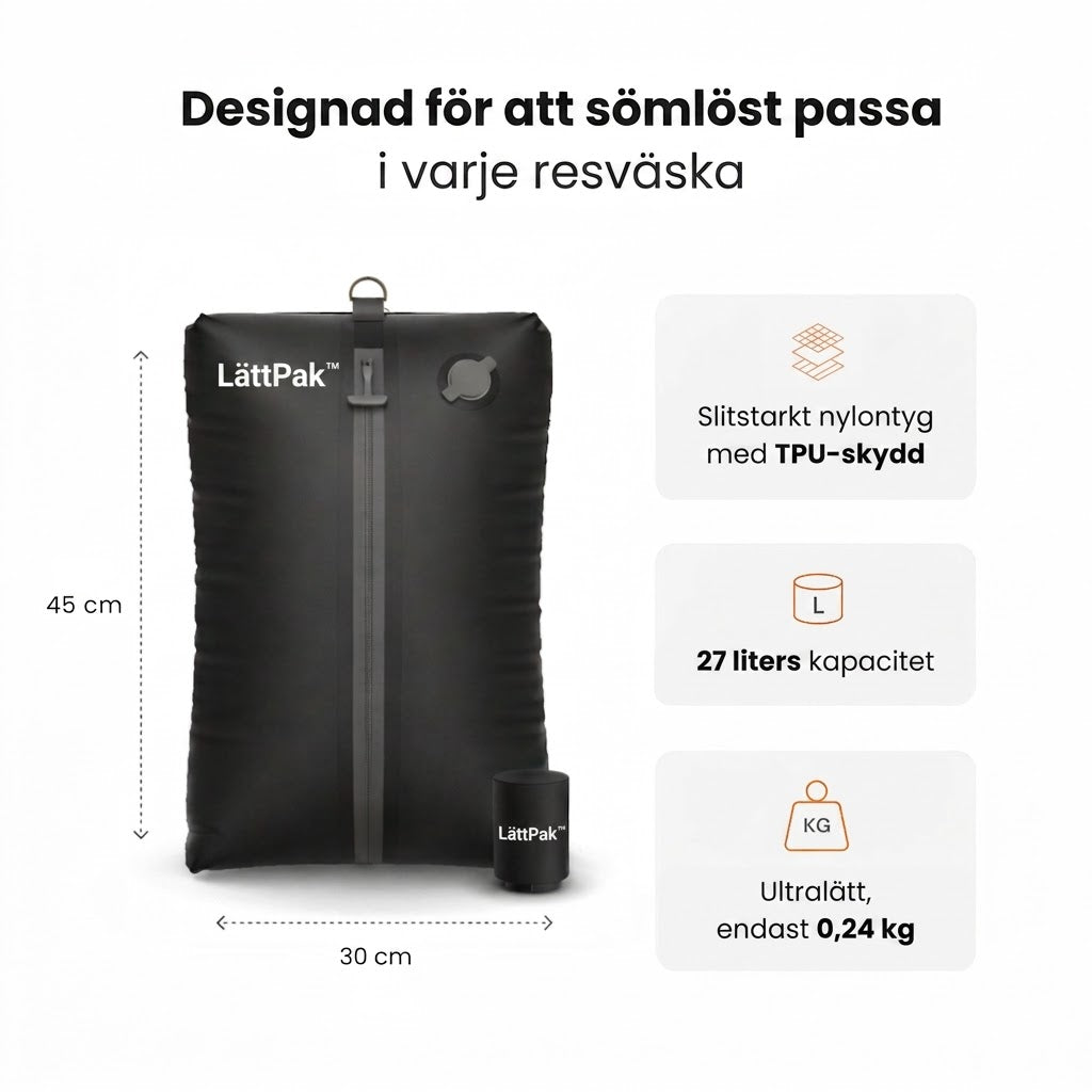 LättPak™ | Premium vakuumförvaringssystem för bagage