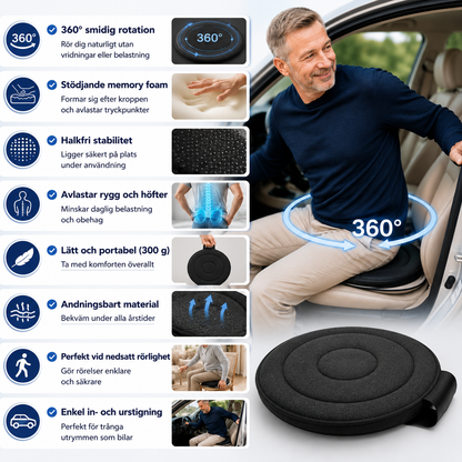 SnurrSits™ – 360° Vridkudde för enkel in- och urstigning