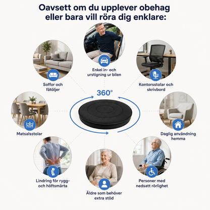 SnurrSits™ – 360° Vridkudde för enkel in- och urstigning